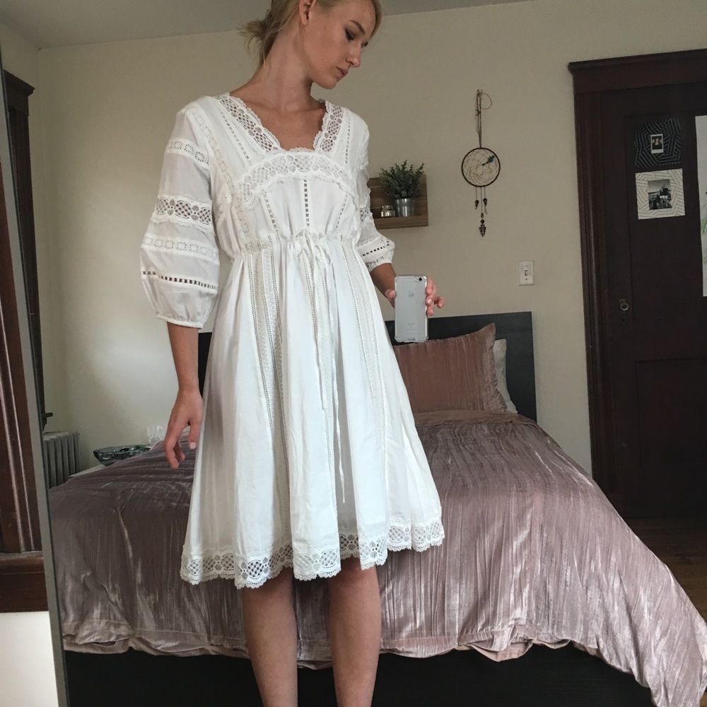 NWT White Linen Anthropologie Dress